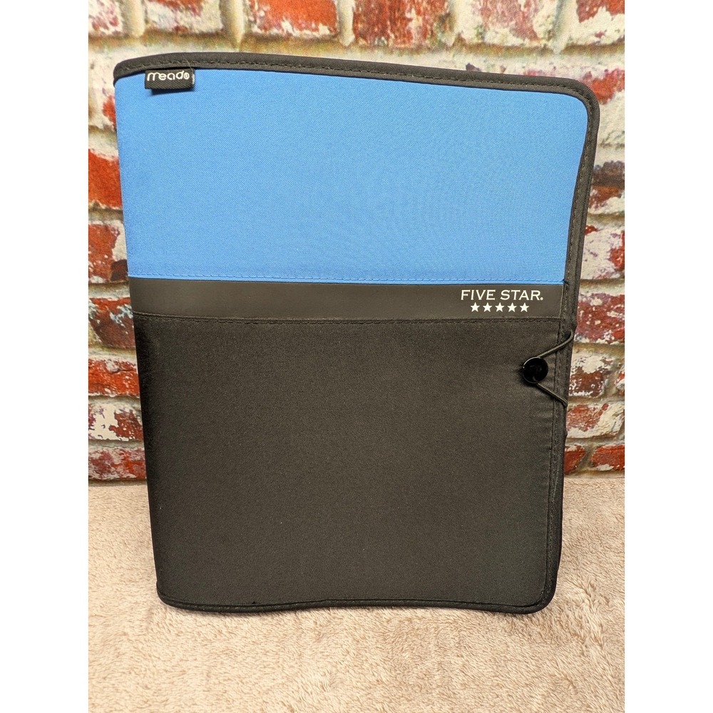 Mead Five Star Tech Zipper Binder Blue Black Expanding File Organizer Notebook